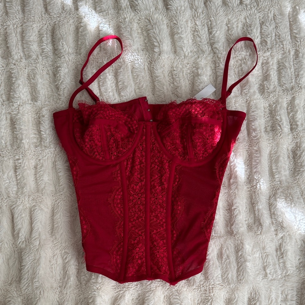 Urban Outfitters Red Lace Corset Top